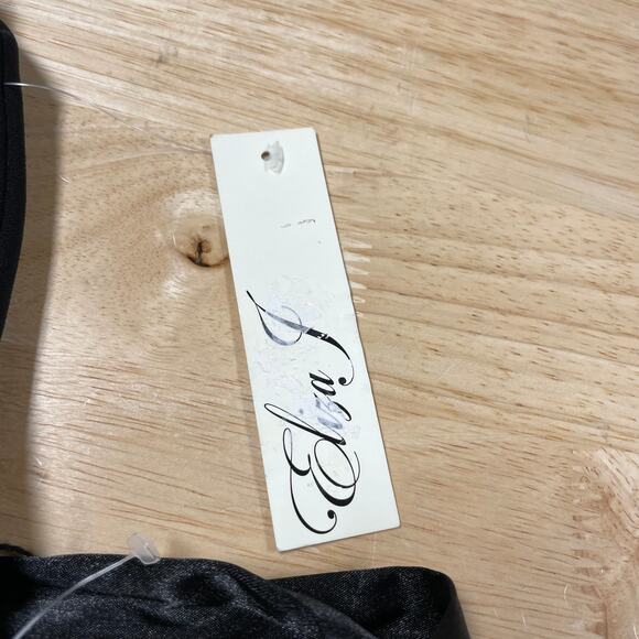 Eliza J NWT Long Sleeve Tuxedo Gown Black Size 10 Satin Lapel & Belt V-Neck - Picture 6 of 10